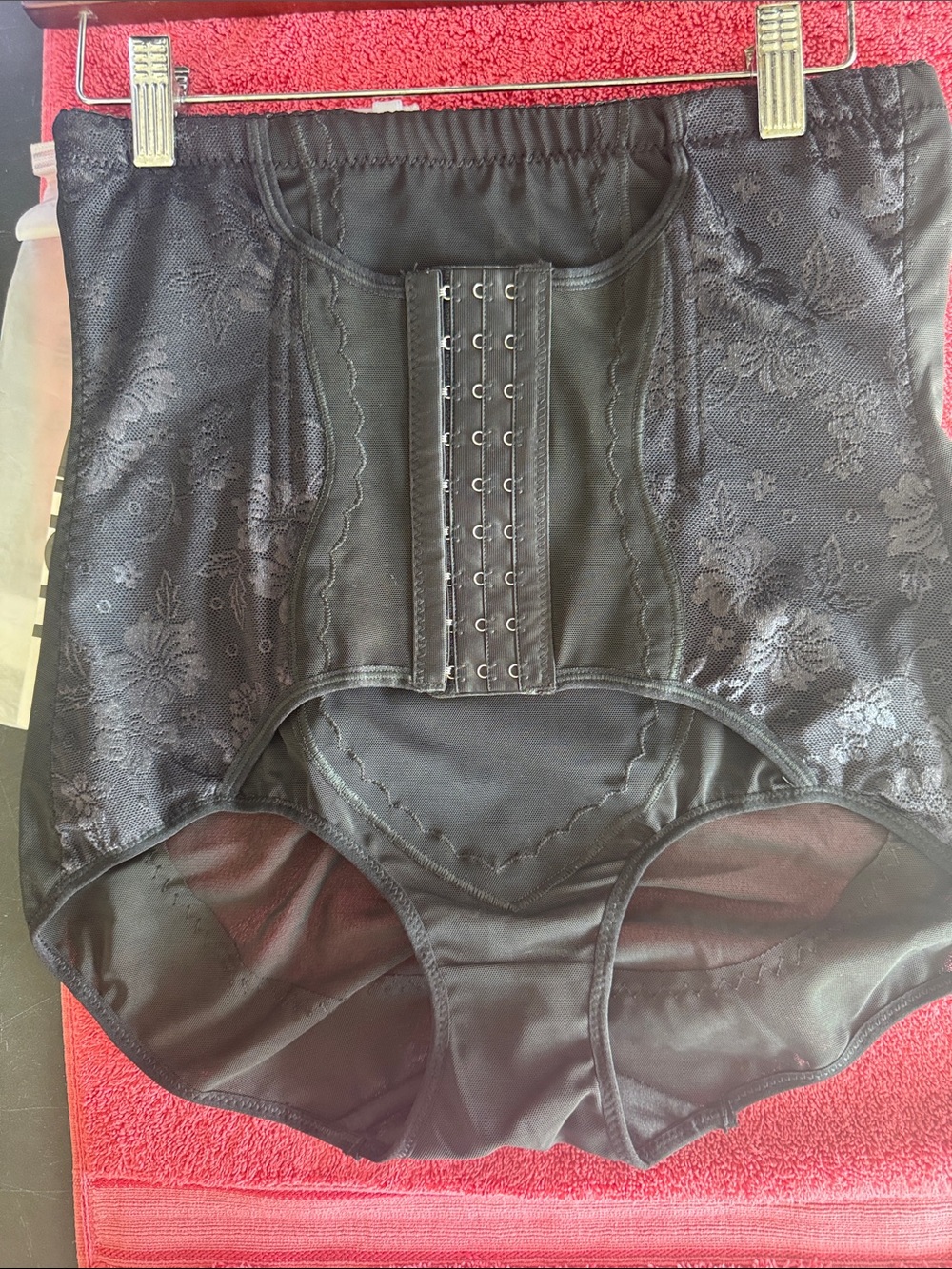 High-Waist Black Lace-Panel Shaping Brief